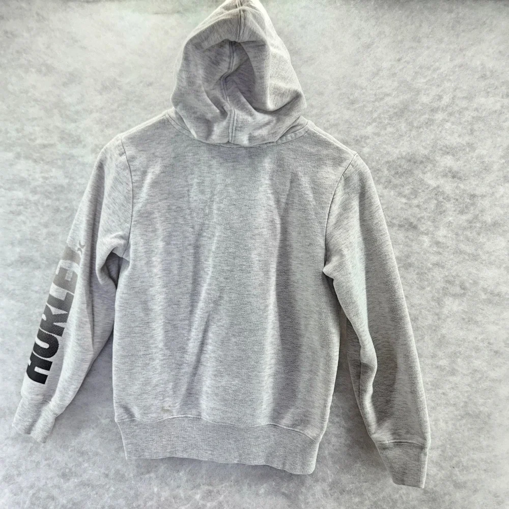 Kids Hurley‎ Light Gray Hoodie Sweatshirt Pullover Logo Sleeve Medium